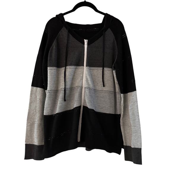Black and grey color black zip up hoodie jacket size medium - Picture 1 of 4